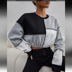 Shein cropped colorblock sweatshirt cropped medium